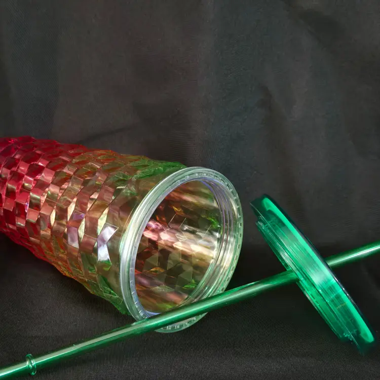 Acrylic Tumbler Green Yellow Pink Smooth Diamond Tumbler 20oz