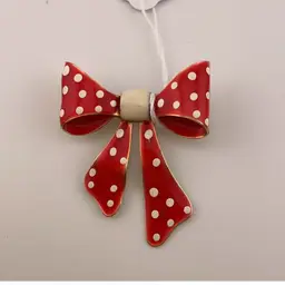 Red Polka Dot Enamel Now Brooch