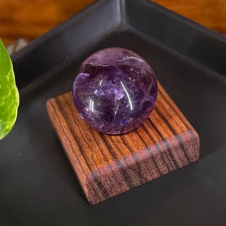 Crystal Sphere Holder - Zebrawood