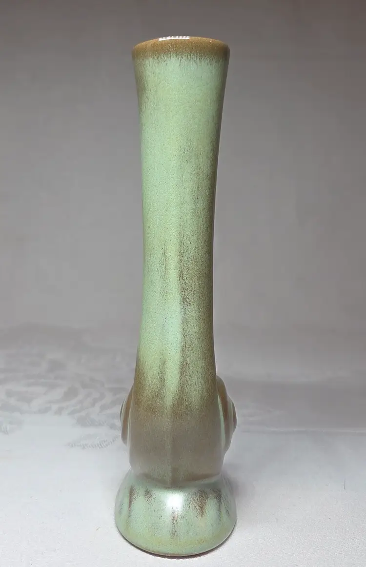 Frankoma Prairie Green Snail Bud Vase #31 Vintage 6" MCM Glazed Terracotta
