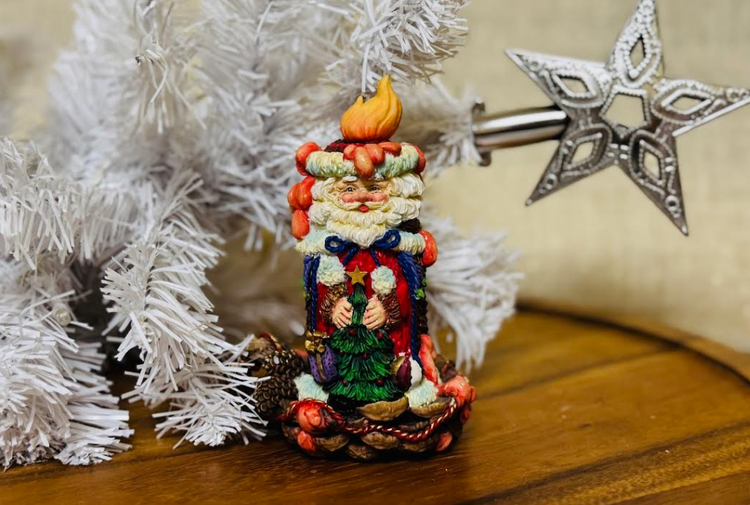 SANTA CANDLE STICK CRINKLE CLAUS #6591211996 Flame Pine Cones POSSIBLE DREAMS