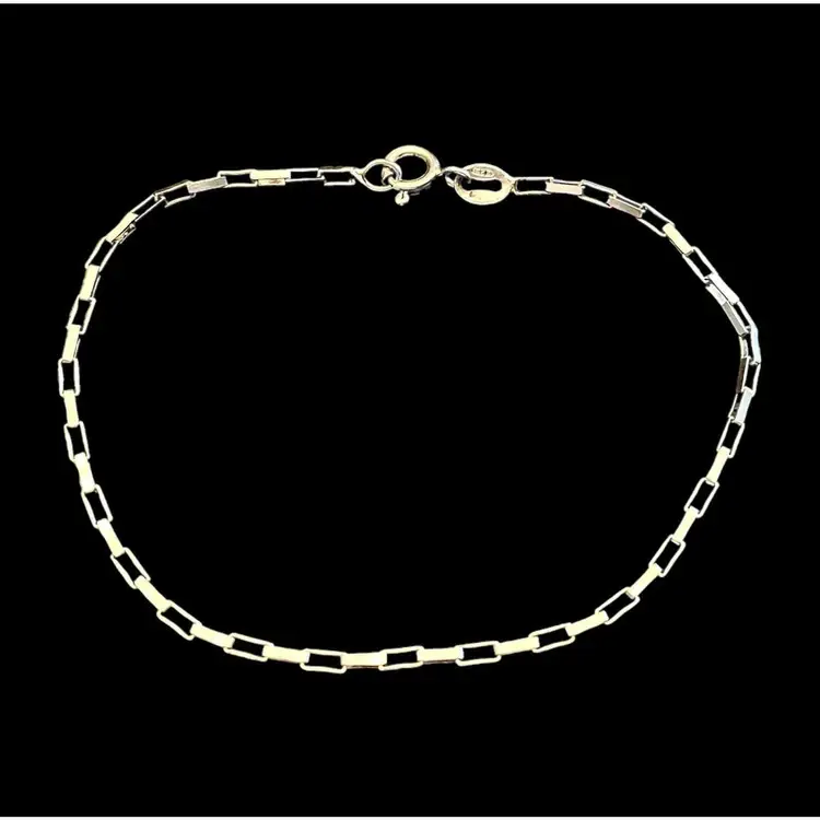 VTG Arezzo Italy Square Link 925 STERLING SILVER BRACELET 7" Signed Star 560 AR