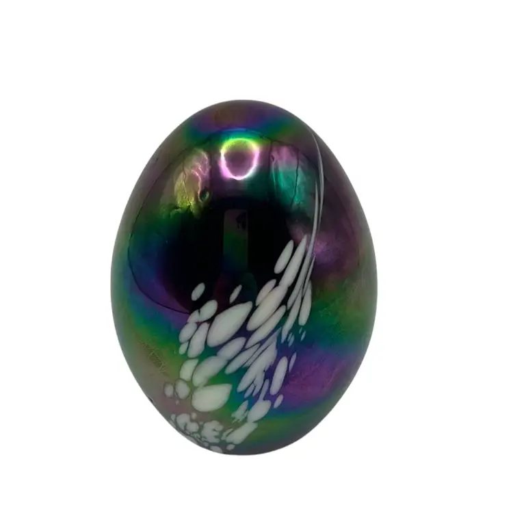 Balos Art Glass Volcanic Ash Egg Shape Paperweight, 3-3-8” Tall   and 2-1-2” Wide