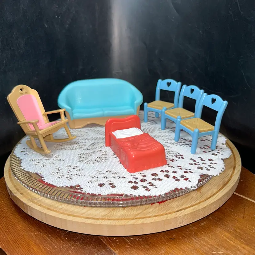 **Vintage Display of Furniture Pieces From the Fisher-Price Loving Family Dollhouse Series-1993