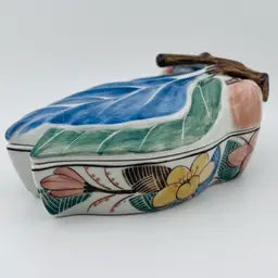 Floral Ceramic Trinket Box 2.5”x 5”x 6”