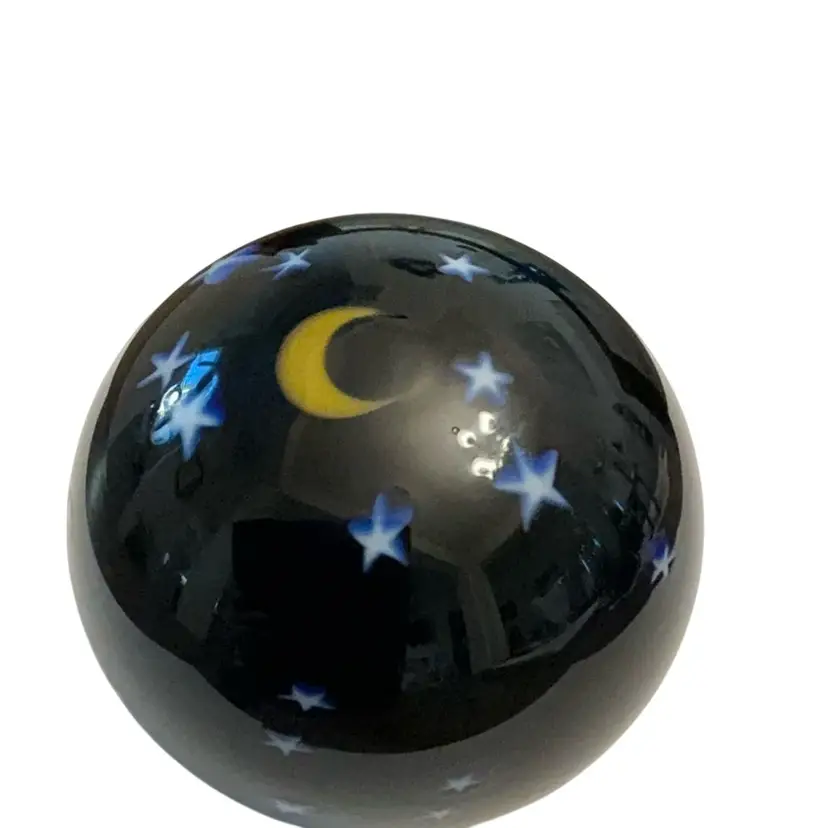 Lundberg Studios 1992 Cobalt Blue Moon And Stars 3” Paperweight