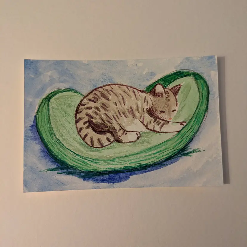 Wyatt Sleeping in a Pickle Bed Original Art Made by Me