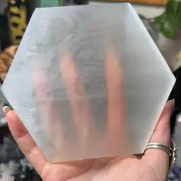 Selenite Plate Hexagon Lg