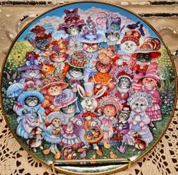 Vintage "Easter Purrade" Franklin Mint Kitty Bill Bell Collector Plate Cats Kittens