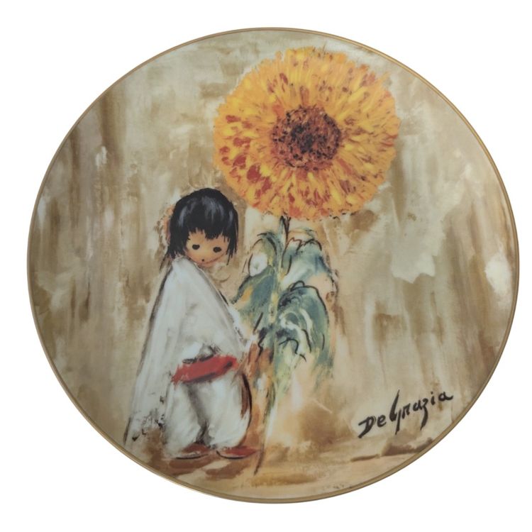 De Grazia 1985 porcelain 10 1/14 inch "Sunflower Boy"collector plate