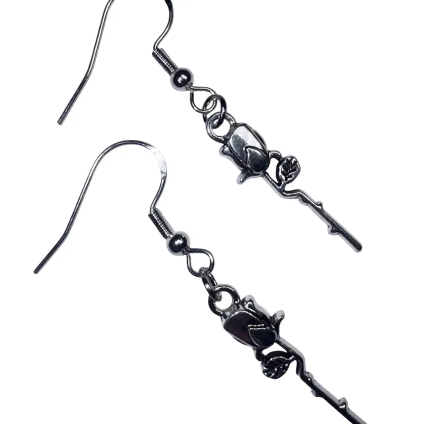 Rose Flower Charm Handmade Dangle/Fishhook Earrings