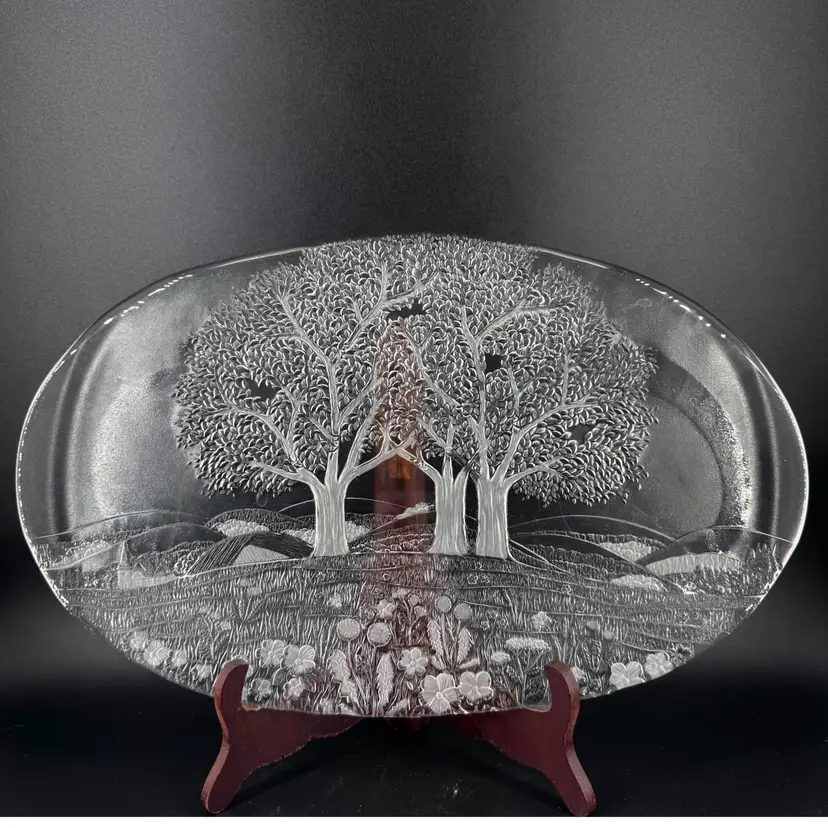Studio Nova Glass Trees Design Serving Tray 17"