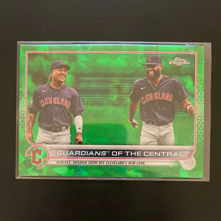 Cleveland Guardians Jose Ramirez & Amed Rosario Topps Chrome Update Green Sapphire /75