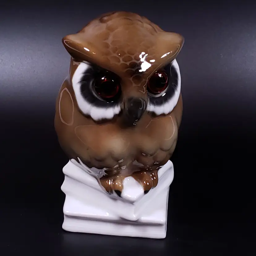 Vintage GEROLD PORZELLAN West Germany Golden Crown Owl Porcelain FIGURINE