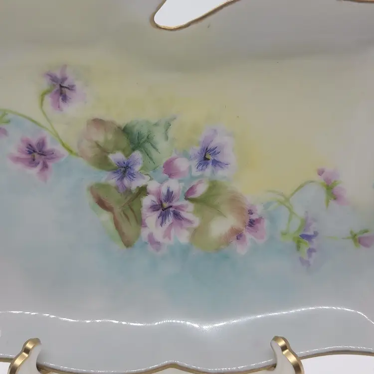 Floral Dresser Tray Trinket Soap Or Display Dish MCM VTG Hand painted Signed '62
