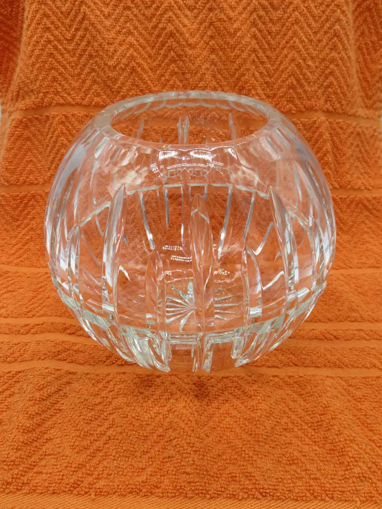 Vintage Lead Crystal Ribbed Rose Bowl Vase sphere
