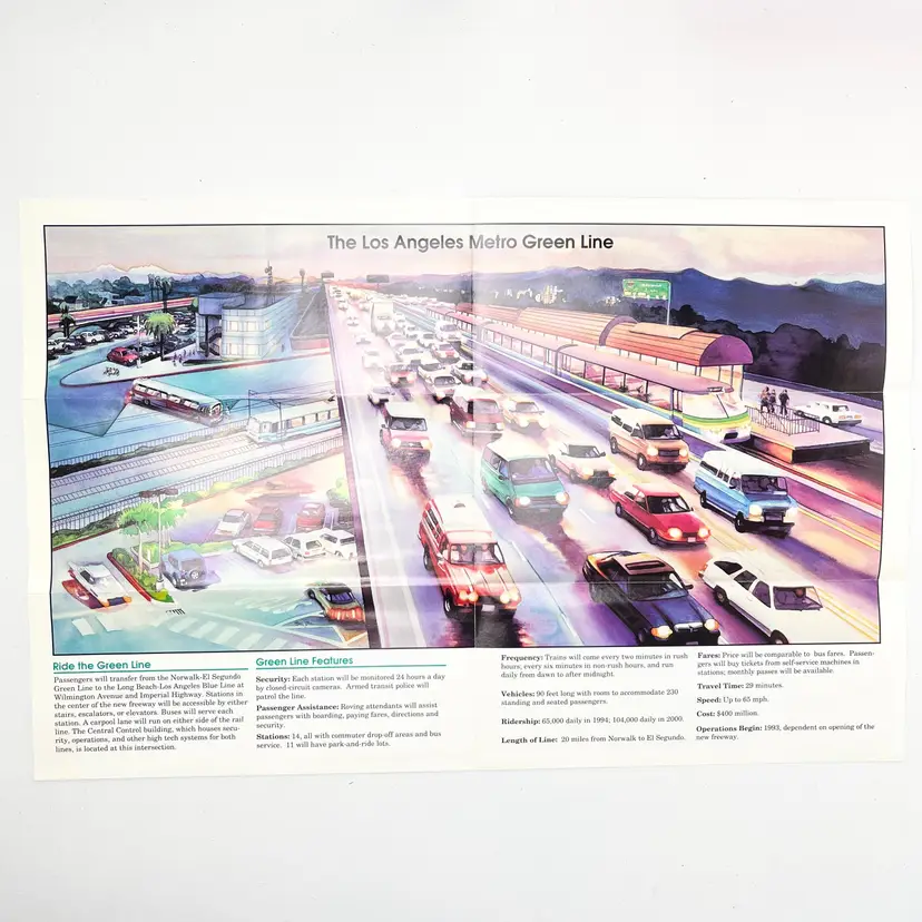 Los Angeles Metro California Rapid Transit Light Rail System Brochure Vtg 1980s