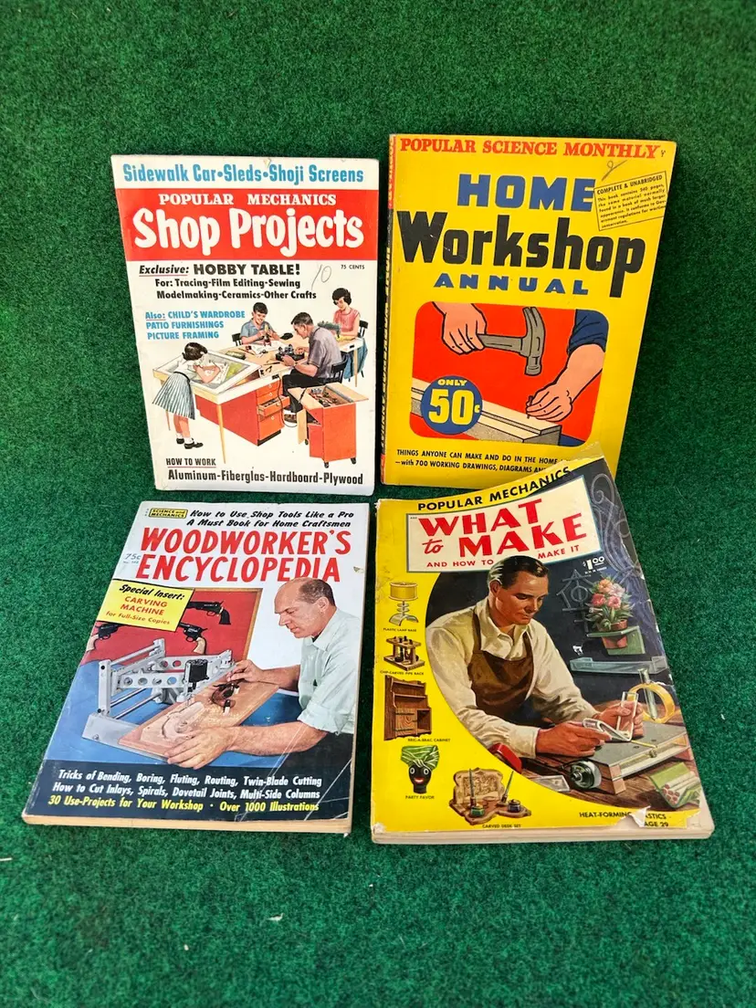 Lot Of 4 40s-50s Vintage Craftsman Woodworking Hobbies Shop Project Magazines