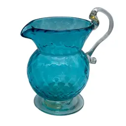 Vintage Blue Diamond Venetian Glass Creamer 