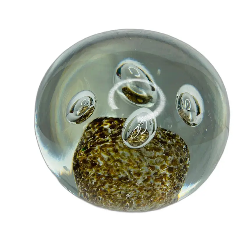 Beautifully Crafted Glass Paperweight Large Controlled Bubbles Made in Poland