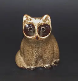 Vintage Pigeon Forge Pottery Brown Raccoon Douglas Ferguson Signed 5.5" Tall