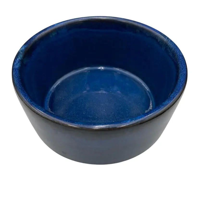 Deep Royal Blue and Navy Drip Glaze Stoneware Bowl, 5" x 2.3"