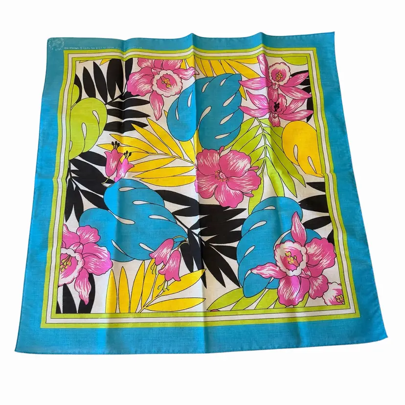 vintage-style tropical orchid bandana scarf, likely from the manufacturer associated with RN 14193