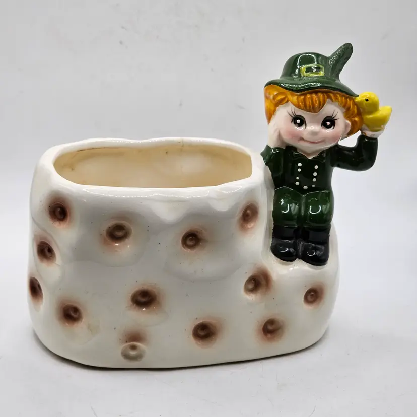 Giftware Nancy Pew Planter leprechaun with duck vintage taste