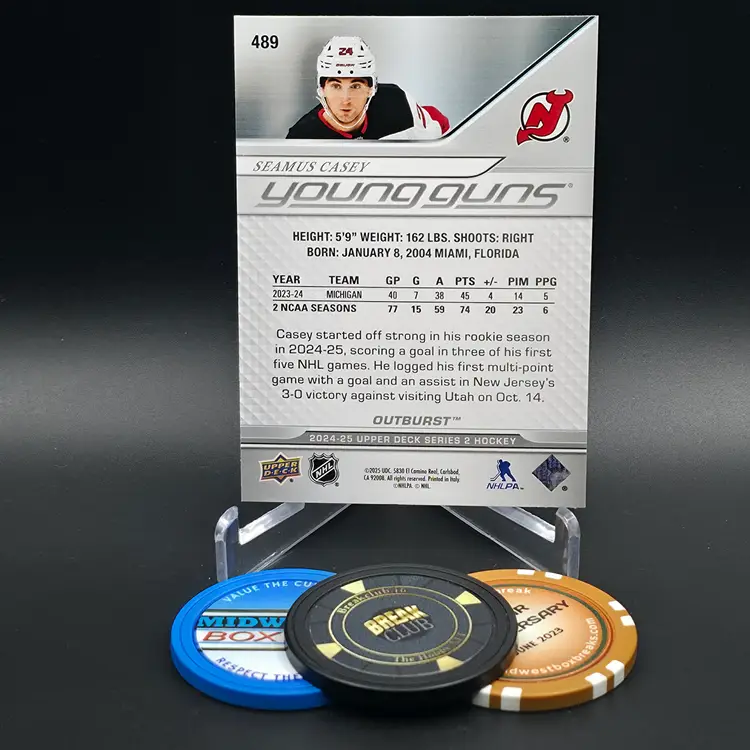 Seamus Casey Rookie YG 2024-25 Upper Deck Series 2 Hockey Young Guns Outburst Parallel Card #489 - New Jersey Devils