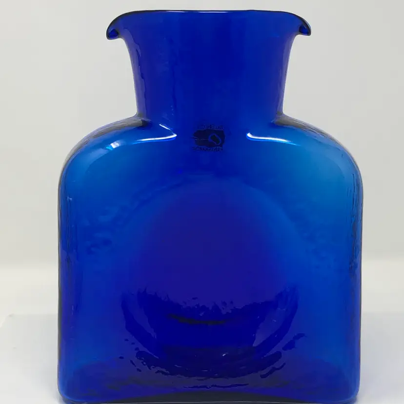 Blenko Cobalt Blue Double Spout Water Bottle