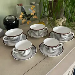 Midcentury Gustavsberg Sweden Spisa Ribb Cups & Saucers (tea/coffee & espresso)