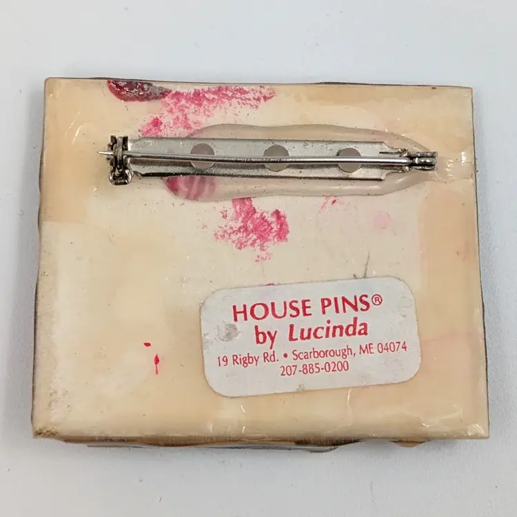 Vintage 90s Christmas House Moon Snowman Glitter Brooch Pins by Lucinda