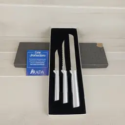 Rada Cutlery S54 Sensational Serrations Knife Set Of 3 Brushed Alum New/Open Box