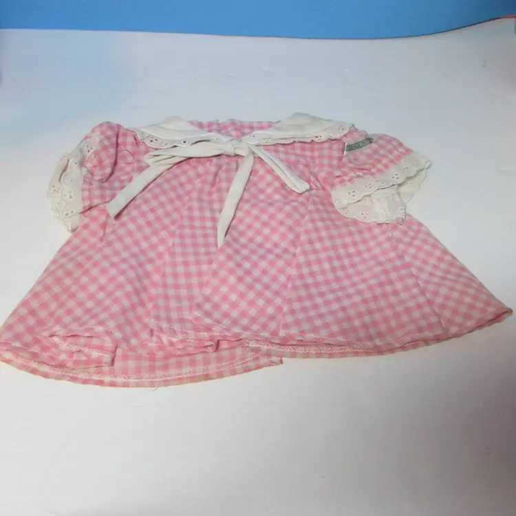 vintage Cabbage Patch Kids pink checkered dress with white bloomers outfit with hanger