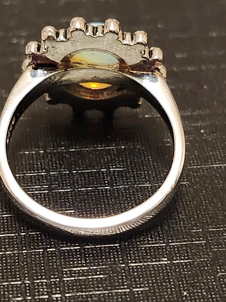 Semi Precious Gemstone On Sterling Silver Size 8 1/4