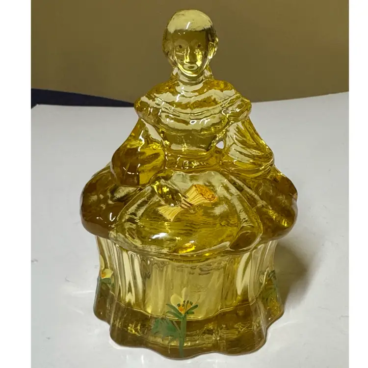 Mosser Lady Yellow Powder / Trinket Box hand painted signed and numbered