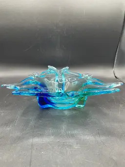 Czech Glass Aqua Blue bowl