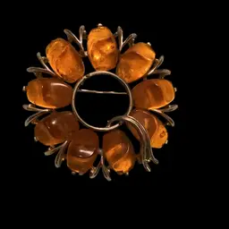 Sparkling Vintage Star Signed Flower Shaped Amber Brooch