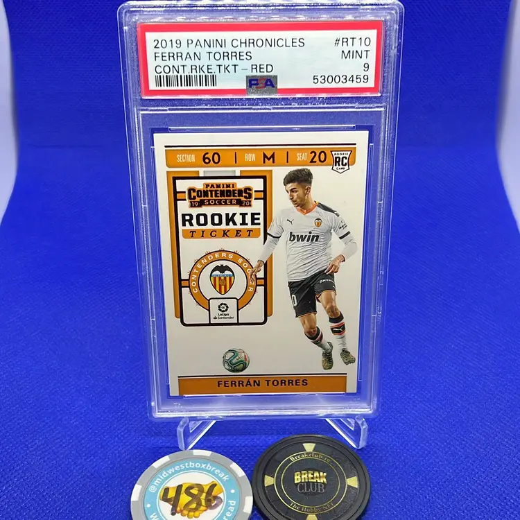 Ferran Torres 2019 Panini Chronicles Rookie Ticket Red PSA 9