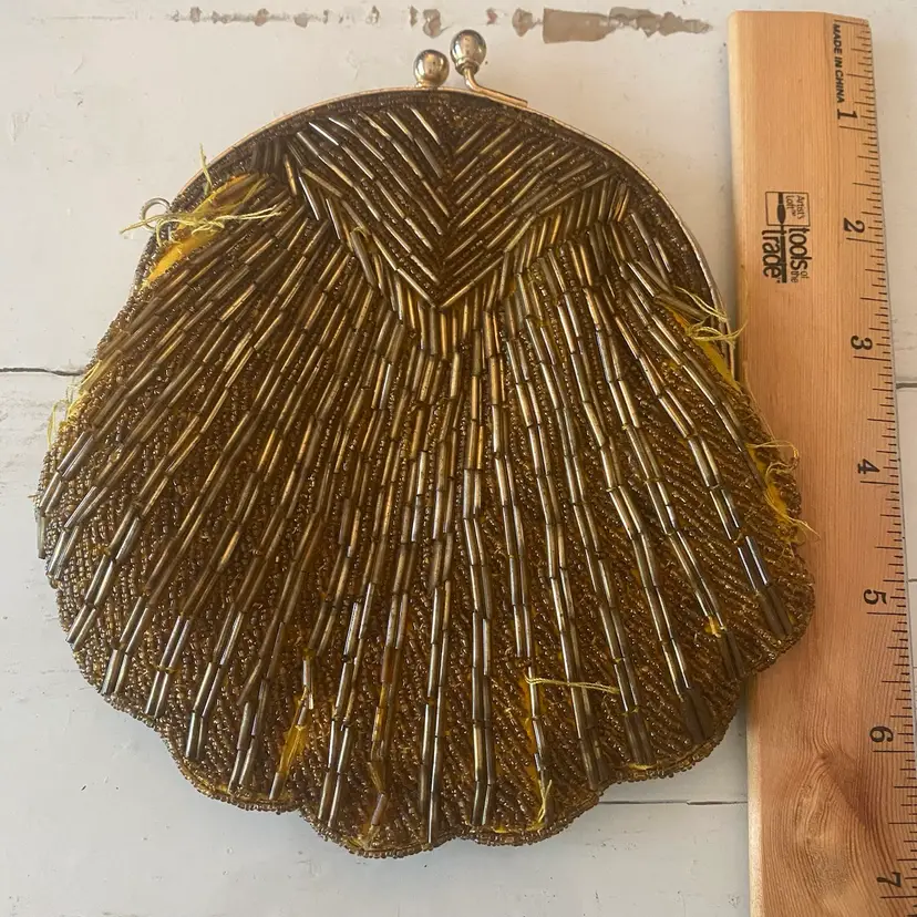 Original 1950's Hand Beaded Art Nouveau Evening Bag Purse