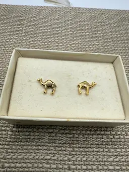 Camel Gold Tone Pierced Earrings .25”