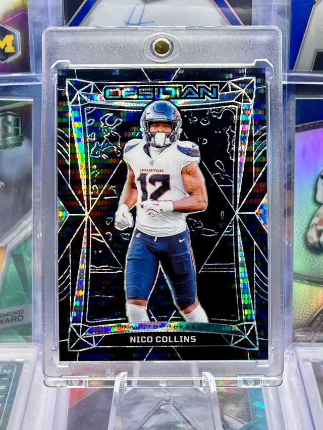 Nico Collins 2024 Obsidian Asia Black Silver Pulsar Prizm SP #75 Houston Texans