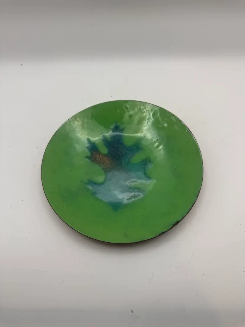 Beautiful Enamel On Copper Plate 6” Diameter.