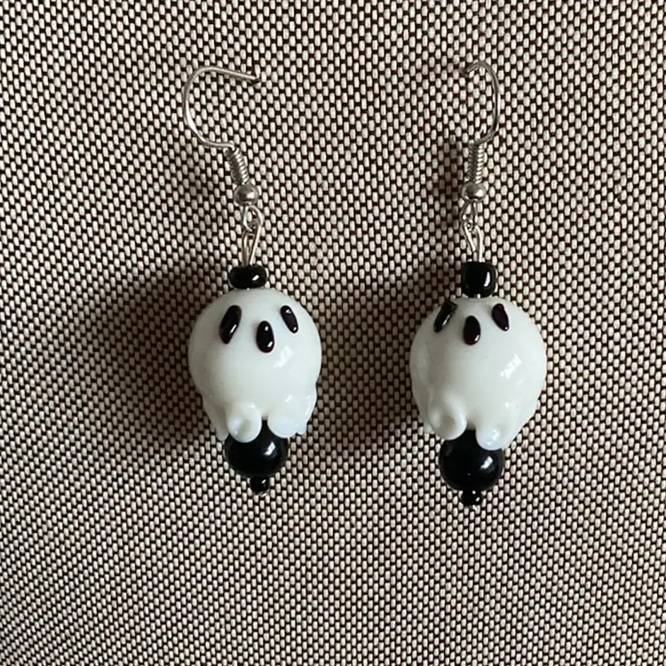 1990’s 3D Spooky Handmade Glass Ghost Earrings