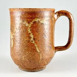 Handmade Studio Pottery Stoneware Mug, Drip-Glazed Iron-Oxide Brown, Ceramic Coffee Cup, Vintage Made in USA