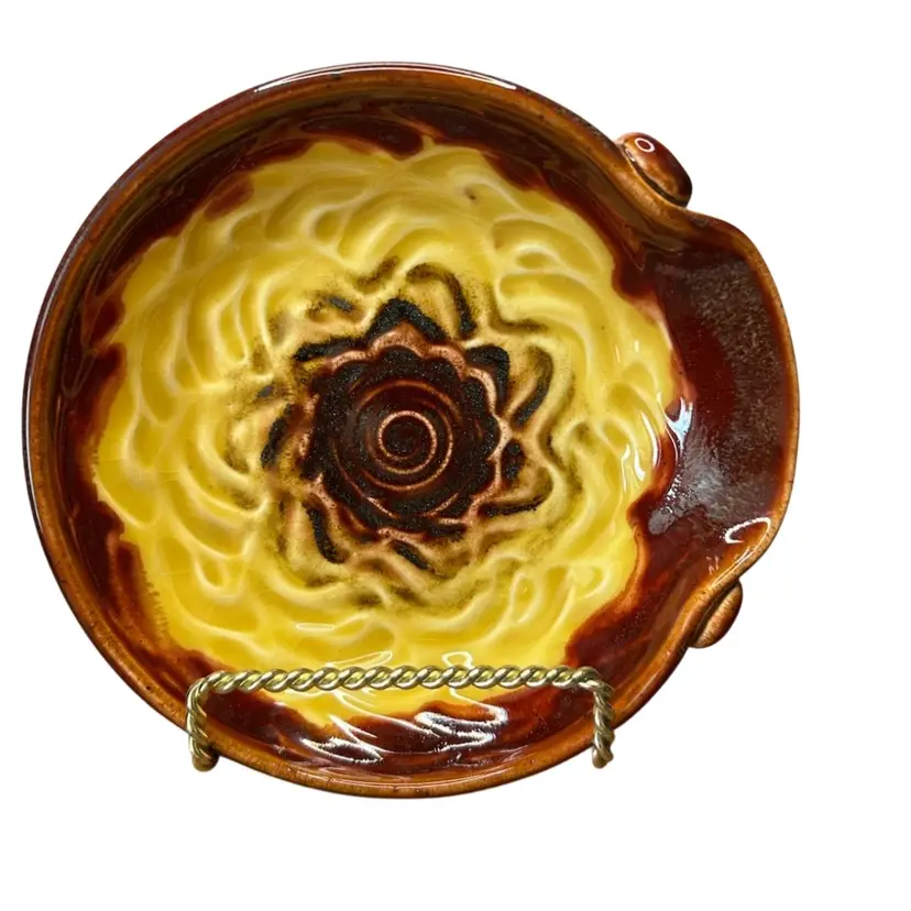 Signed And Numbered Studio Potter Spoon Rest @ 6 1/2” Diameter Possibly Hull