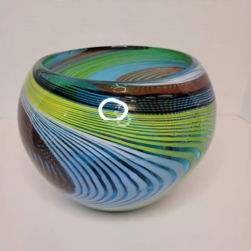 Stefano Toso Murano Large Glass Goldfish Vase Swirls Waves Design 20th Century