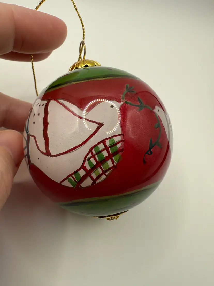 Vintage Pier 1 Imports Li Bien Hand-painted Glass Christmas Ornament