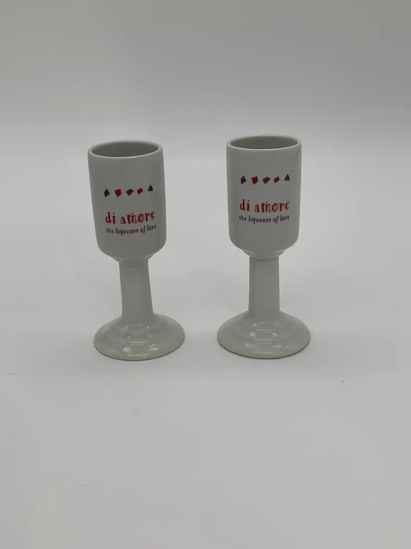 Vintage Di Amore Liqueurs Of Love Ceramic Footed Shot Glass Cordial Set Of 2