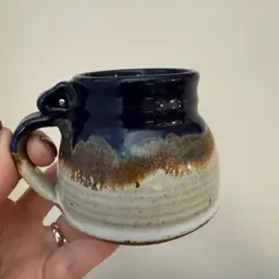 Small Drip Glazed Pottery Espresso Mug Signed 2.5”